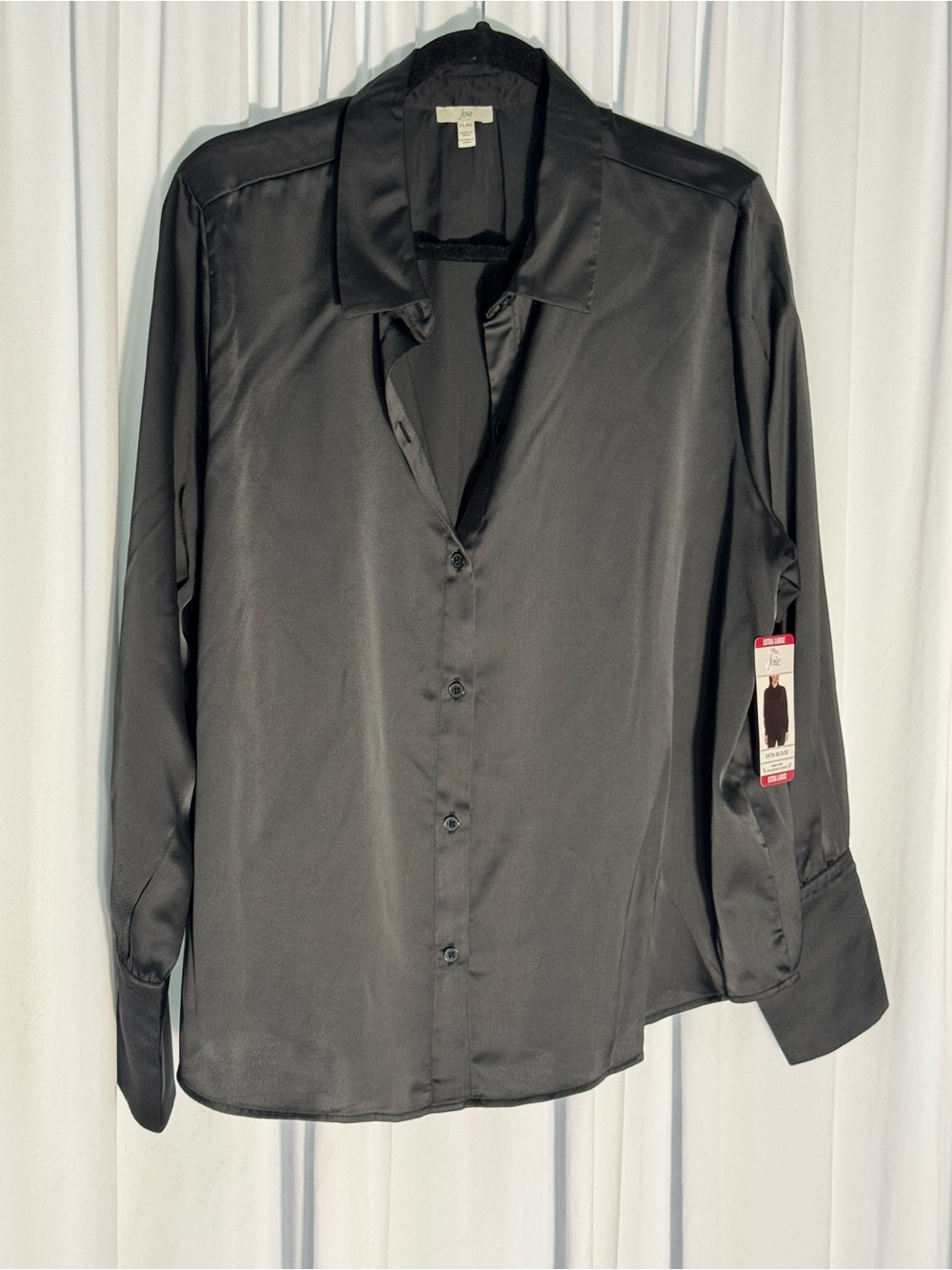 Joie Black Satin Button-Up Shirt